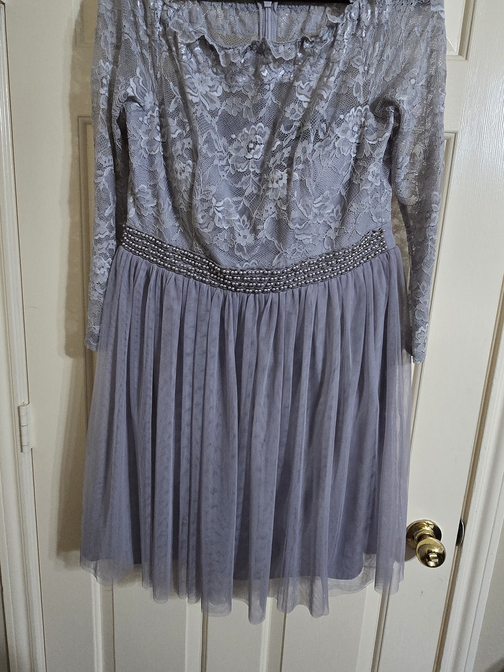 Little Mistress silver lace dress